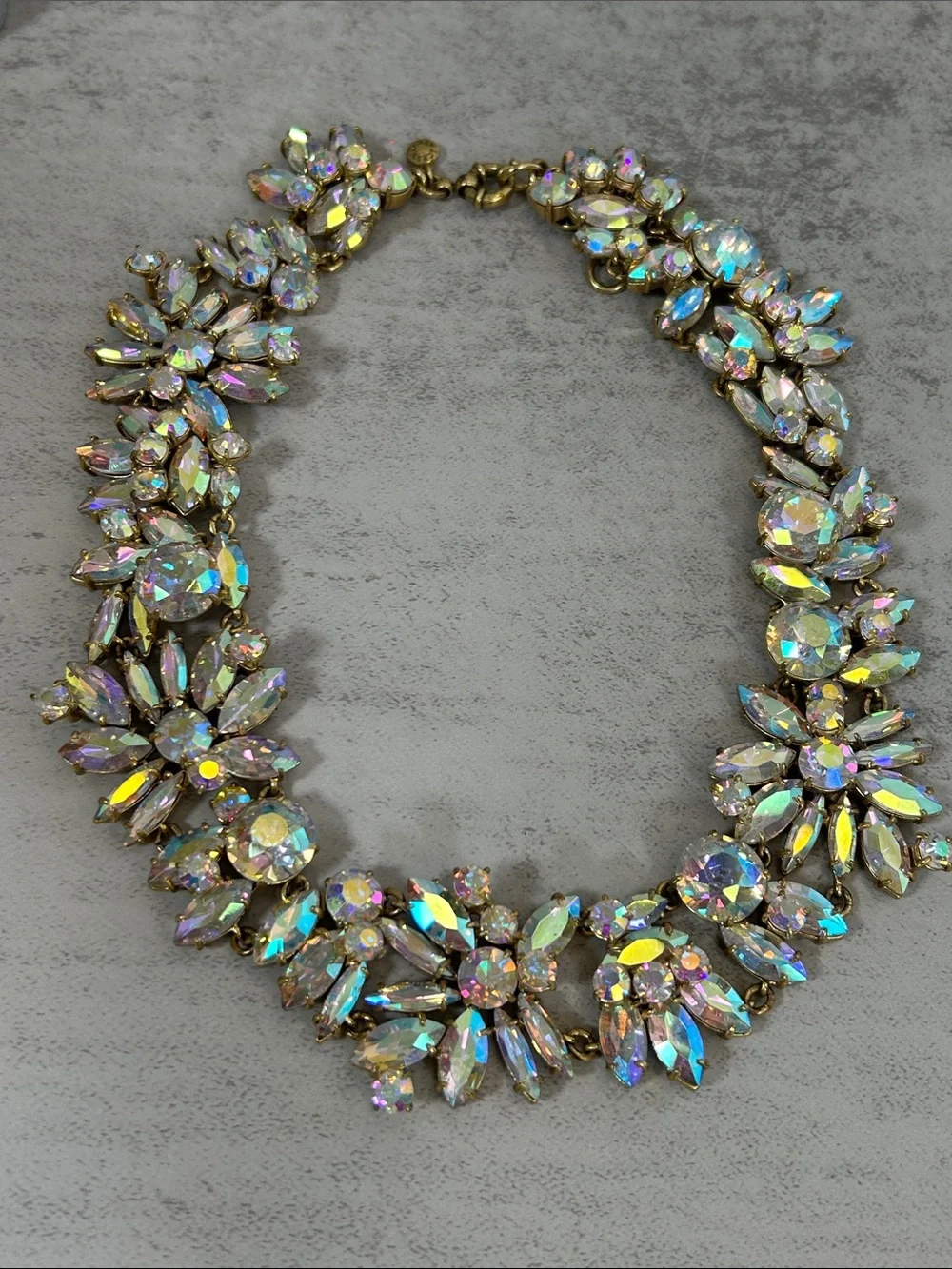 J. Crew Iridescent Crystal Collar Necklace - Gold Tone